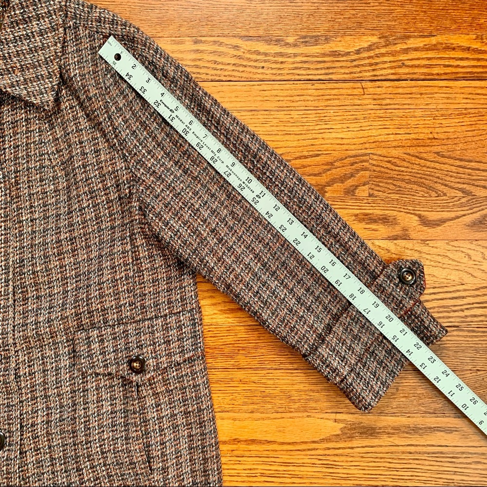 Vintage Harris Tweed 100% Scottish Wool Long Trench Coat Size XL - Picture 10 of 10